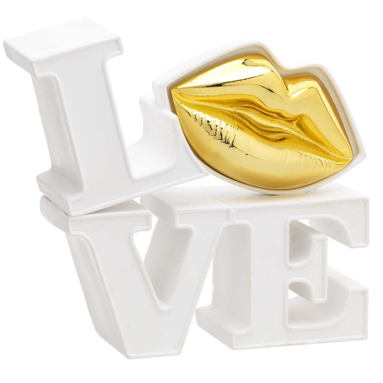 SCULTURA LOVE grande con bocca oro 16x15CM